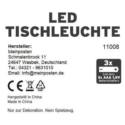 SEO. Lampe LED ohne Kabel Touch Tischleuchte Tischlampe Leuchte kabellos dimmbar - Schwarz, Höhe 27 cm (Modell Sue) Linkreich