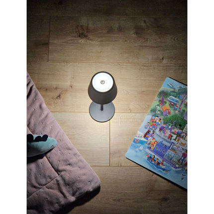 SEO. Lampe LED ohne Kabel Touch Tischleuchte Tischlampe Leuchte kabellos dimmbar - Weiß, Höhe 37 cm (Modell Lina) Linkreich