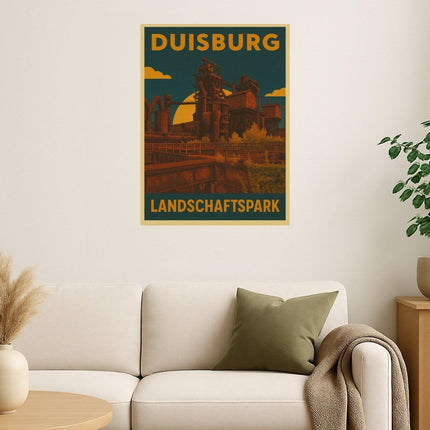 SEO. Landschaftspark Duisburg - Nord – Retro Poster im 70er - Look - Poster (230 g/m²) Linkreich