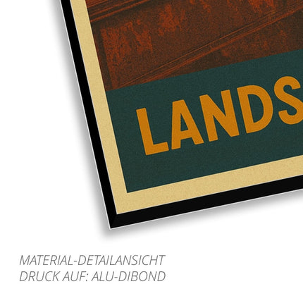 SEO. Landschaftspark Duisburg - Nord – Retro Poster im 70er - Look - Metall - Alu Dibond (4 mm) Linkreich