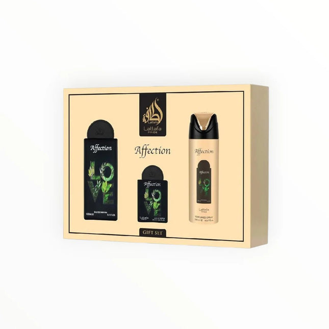 Lattafa Pride Affection Geschenkset – 3 - teiliges Damenparfum - Set mit Eau de Parfum 100 ml, Deospray & Mini – Süßer Gourmand - Duft mit Pistazie, Haselnuss & Vanille (Geschenkset) kaufen bei Linkreich – Jetzt entdecken!