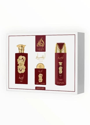 Lattafa Pride Ansaam Gold, ein luxuriöses 3-teiliges Damen-Geschenkset. Ein idealer Duft für Frauen - Linkreich