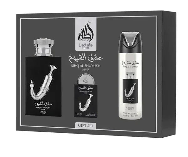 Lattafa Pride Ishq Al Shuyukh Silver – Herren Geschenkset 3-teilig - Linkreich