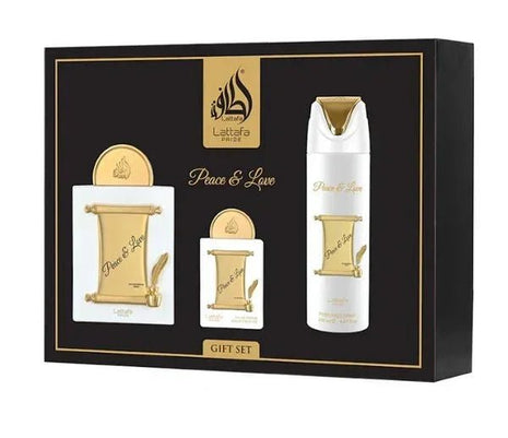 Lattafa Pride Peace & Love Geschenkset – 3-teiliges Unisex-Parfum-Set mit Eau de Parfum 100 ml, Body Spray & Mini-Duft - Linkreich