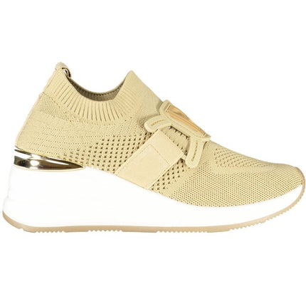SEO. Laura Biagiotti Beige Sneaker Damen – Elastische Sportschuhe mit 6 cm Plateau - Beige Linkreich