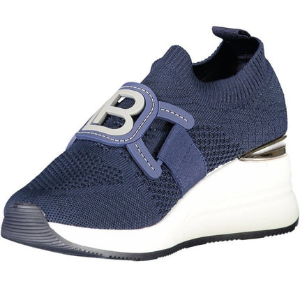 SEO. Laura Biagiotti Beige Sneaker Damen – Elastische Sportschuhe mit 6 cm Plateau - Blau Linkreich