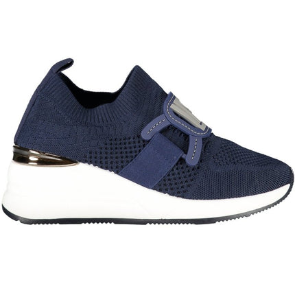 SEO. Laura Biagiotti Beige Sneaker Damen – Elastische Sportschuhe mit 6 cm Plateau - Blau Linkreich