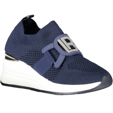 SEO. Laura Biagiotti Beige Sneaker Damen – Elastische Sportschuhe mit 6 cm Plateau - Blau Linkreich