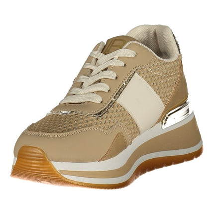 SEO. LAURA BIAGIOTTI Damen Sneaker – Sportschuh mit Schnürsenkeln - Beige Linkreich