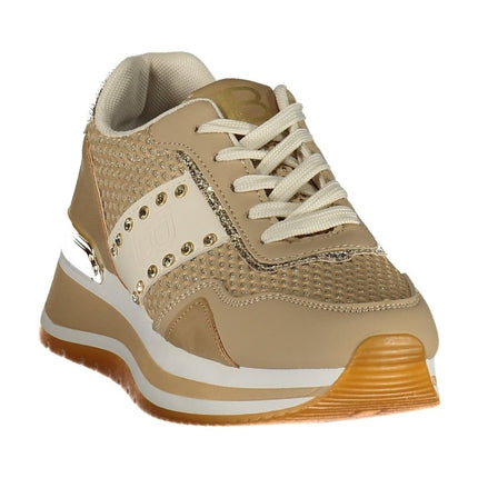 SEO. LAURA BIAGIOTTI Damen Sneaker – Sportschuh mit Schnürsenkeln - Beige Linkreich