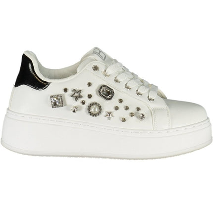 SEO. LAURA BIAGIOTTI Damen Sneaker – Sportschuh mit Schnürsenkeln - Weiß Linkreich