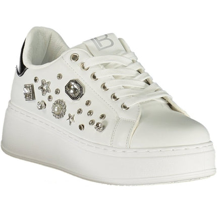 SEO. LAURA BIAGIOTTI Damen Sneaker – Sportschuh mit Schnürsenkeln - Weiß Linkreich