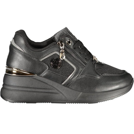 SEO. Laura Biagiotti Sneaker Damen – Schwarze Sportschuhe mit Plateauabsatz - Schwarz Linkreich