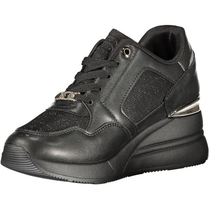 SEO. Laura Biagiotti Sneaker Damen – Schwarze Sportschuhe mit Plateauabsatz - Beige Linkreich