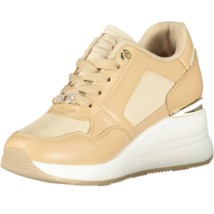 SEO. Laura Biagiotti Sneaker Damen – Schwarze Sportschuhe mit Plateauabsatz - Beige Linkreich