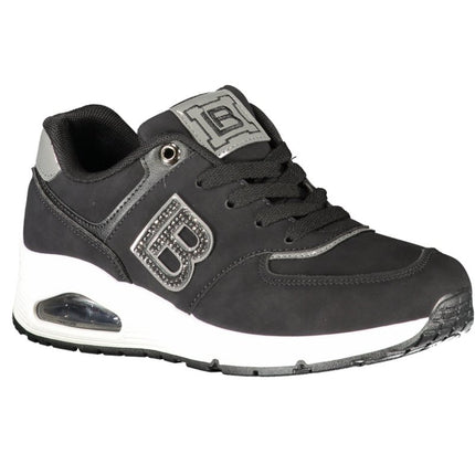 SEO. Laura Biagiotti Sneaker Damen – Schwarze Sportschuhe mit Strass - Applikation für Herbst/Winter - Beige Linkreich