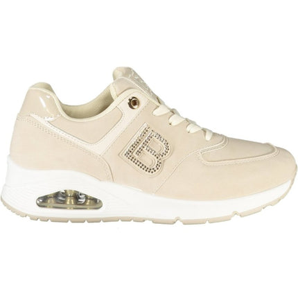 SEO. Laura Biagiotti Sneaker Damen – Schwarze Sportschuhe mit Strass - Applikation für Herbst/Winter - Beige Linkreich