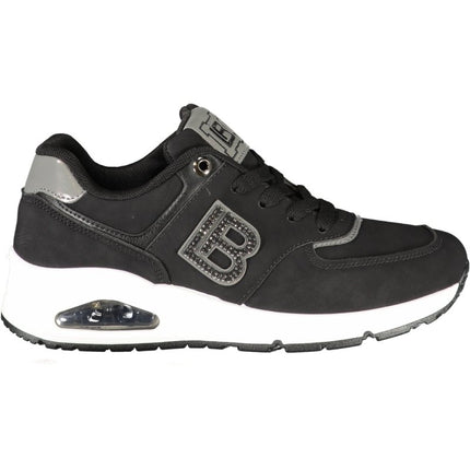 SEO. Laura Biagiotti Sneaker Damen – Schwarze Sportschuhe mit Strass - Applikation für Herbst/Winter - Schwarz Linkreich