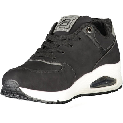 SEO. Laura Biagiotti Sneaker Damen – Schwarze Sportschuhe mit Strass - Applikation für Herbst/Winter - Beige Linkreich