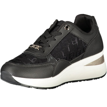SEO. Laura Biagiotti Sneaker Damen – Weisse Sportschuhe mit 5 cm Plateauhöhe - Schwarz Linkreich
