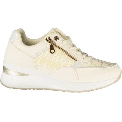 SEO. Laura Biagiotti Sneaker Damen – Weisse Sportschuhe mit 5 cm Plateauhöhe - Weiß Linkreich