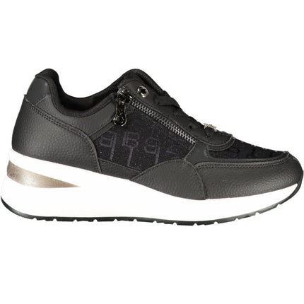 SEO. Laura Biagiotti Sneaker Damen – Weisse Sportschuhe mit 5 cm Plateauhöhe - Schwarz Linkreich