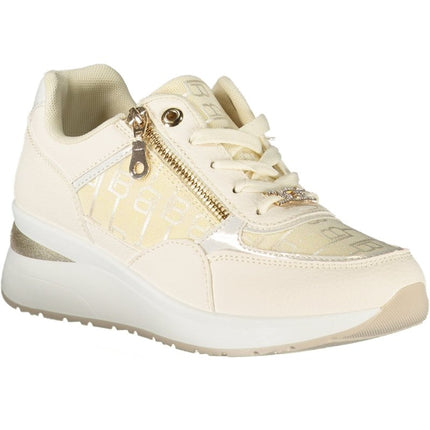 SEO. Laura Biagiotti Sneaker Damen – Weisse Sportschuhe mit 5 cm Plateauhöhe - Schwarz Linkreich