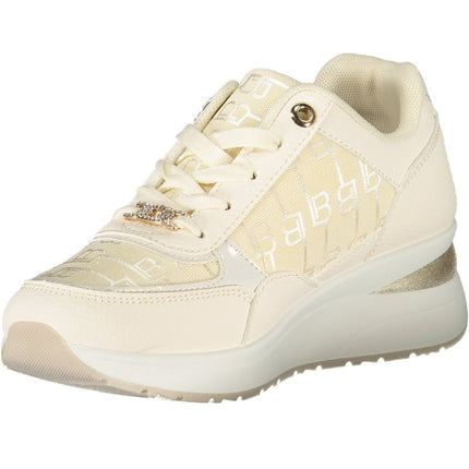 SEO. Laura Biagiotti Sneaker Damen – Weisse Sportschuhe mit 5 cm Plateauhöhe - Schwarz Linkreich