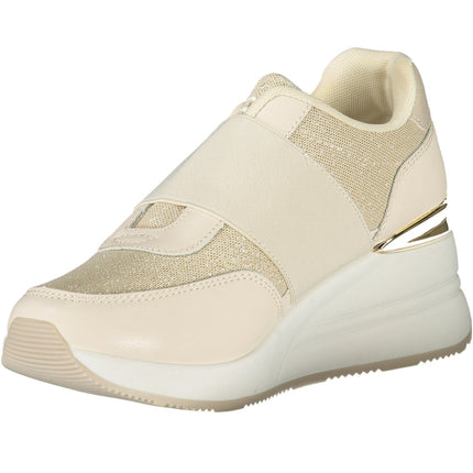 Laura Biagiotti Beige Sneaker Damen – Elastische Sportschuhe mit 6 cm Plateau