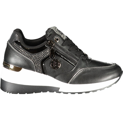 Laura Biagiotti Sneaker Damen – Schwarze Sportschuhe mit Strass-Applikation & Plateau