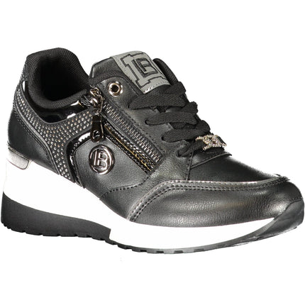 Laura Biagiotti Sneaker Damen – Schwarze Sportschuhe mit Strass-Applikation & Plateau