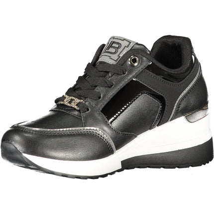 Laura Biagiotti Sneaker Damen – Schwarze Sportschuhe mit Strass-Applikation & Plateau