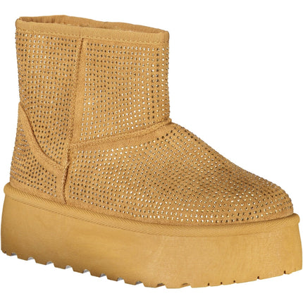 Laura Biagiotti Damenstiefel Braun – Pelzstiefel mit Strass-Applikation für Herbst/Winter