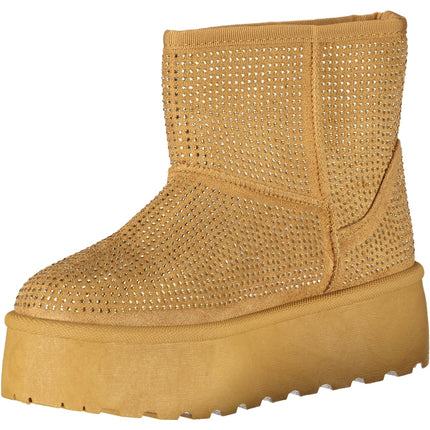 Laura Biagiotti Damenstiefel Braun – Pelzstiefel mit Strass-Applikation für Herbst/Winter