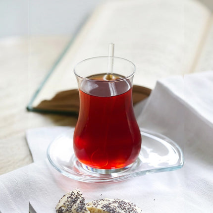 LAV Eva Türkische Teegläser 12-teilig – 6 Çay Gläser & 6 Untertassen 170 ml