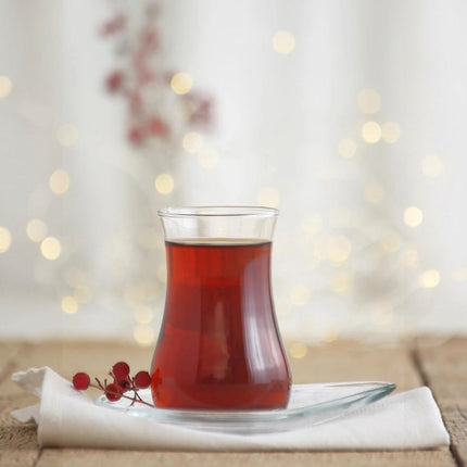 LAV Eva Türkische Teegläser 12-teilig – 6 Çay Gläser & 6 Untertassen 170 ml