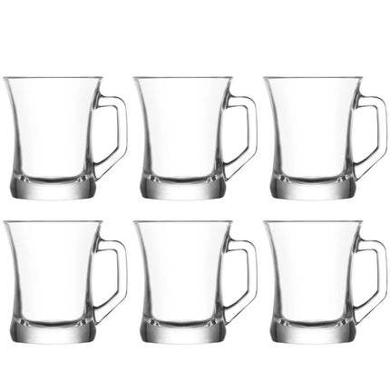 LAV Teeglas Set Zen 225ml 6er Set mit Henkel fuer tuerkischen Cay orientalische Teeglaeser ZPL404E