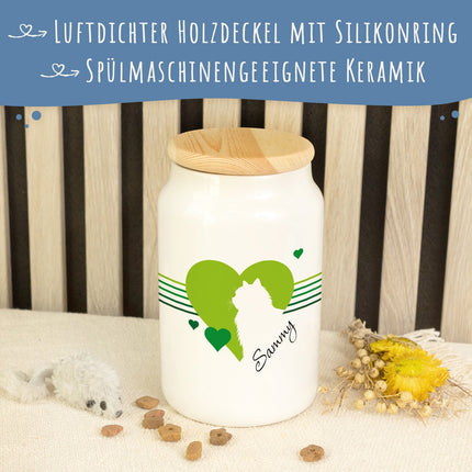 SEO. Leckerlidose für deine Haustiere - Herz Silhouette - Personalisiert mit Namen - Hund V2 Linkreich