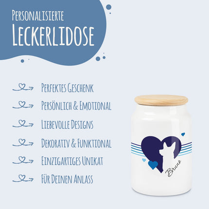 SEO. Leckerlidose für deine Haustiere - Herz Silhouette - Personalisiert mit Namen - Hund V2 Linkreich