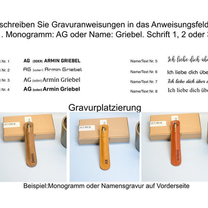 Leder Stifthülle mit Namen Gravur.Größe cir. 17x3,5cm. Personalisiertes Stiftetui aus Leder. Lederetui für einen Kugelschreiber mit Gravur. () kaufen bei Linkreich – Jetzt entdecken!