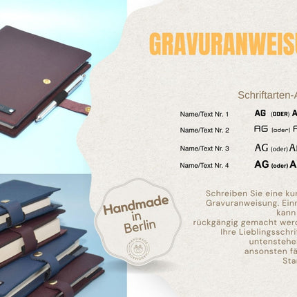 Leder Tagebuchhülle A6 – Reisetagebuch Cover, Italienisches Nappa, Gravur möglich, Nachfüllbar (Made in Germany) kaufen bei Linkreich – Jetzt entdecken!