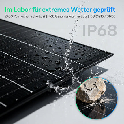 Leichtstahl Solarmodul Set 210W x 2, N-Typ TOPCon 182 Wafer Vollschwarz