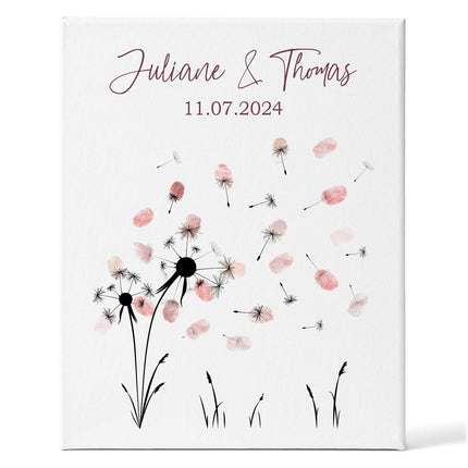 SEO. Leinwand mit Fingerabdrücken - Pusteblume Motiv als Gästebuch zur Hochzeit - Linkreich