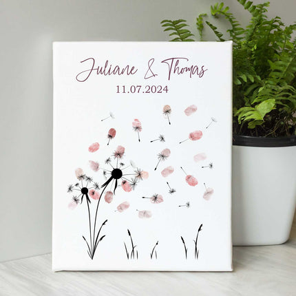 SEO. Leinwand mit Fingerabdrücken - Pusteblume Motiv als Gästebuch zur Hochzeit - Linkreich