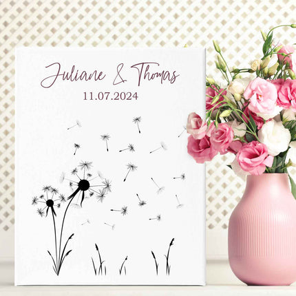 SEO. Leinwand mit Fingerabdrücken - Pusteblume Motiv als Gästebuch zur Hochzeit - Linkreich