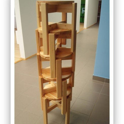 SEO. Leo Hocker stapelbar | Schemel Kiefer Massivholz | 100% Bio - Natur Linkreich
