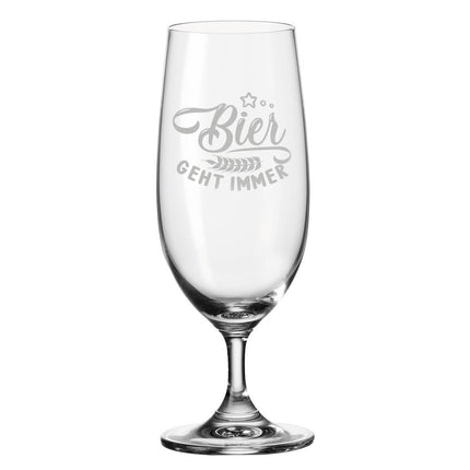 SEO. Leonardo Bierglas mit Gravur "Bier geht immer" - Linkreich