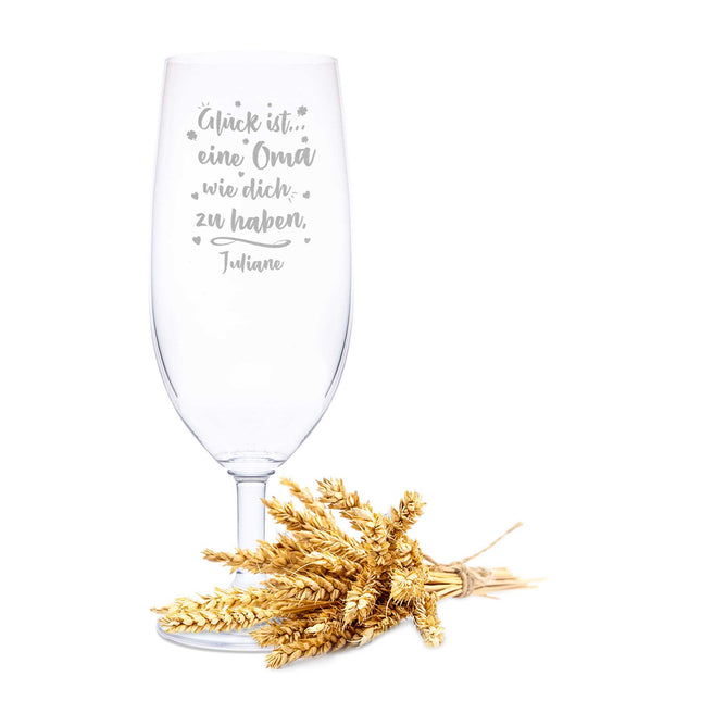 SEO. Leonardo Bierglas mit Gravur "Glück ist einen Oma" mit Name - Linkreich