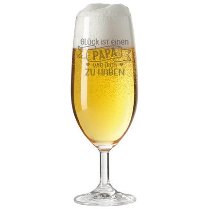 SEO. Leonardo Bierglas mit Gravur "Glück ist einen Papa wie Dich zu haben" V2 - Linkreich
