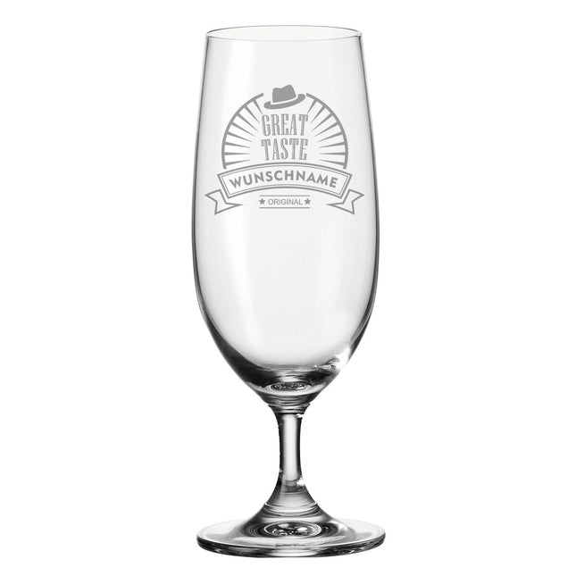 SEO. Leonardo Bierglas mit Gravur "Great Taste" mit Namen - Linkreich